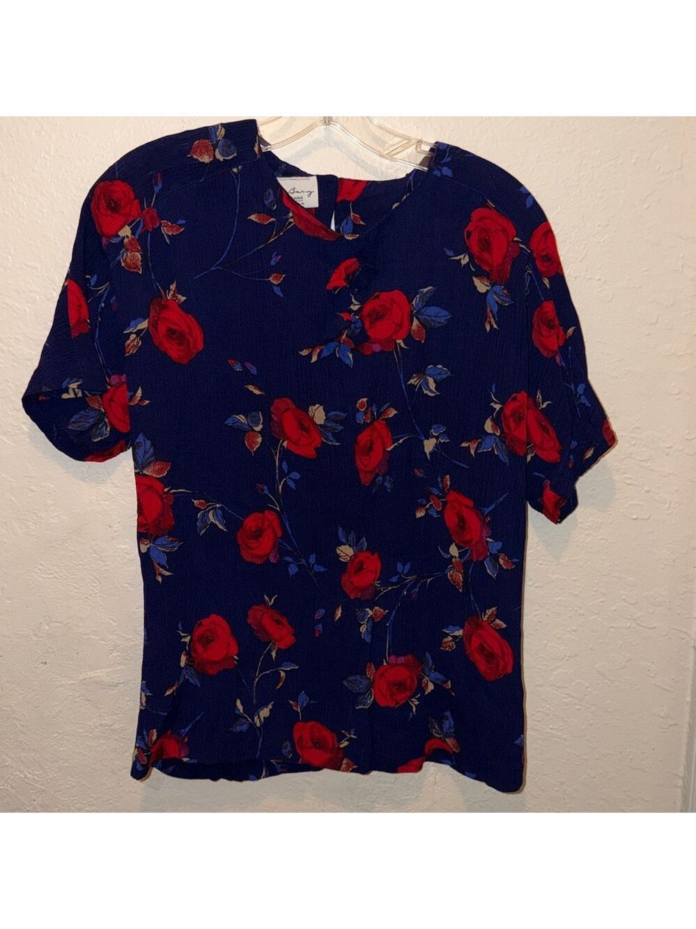 Vintage blouse with Roses cottagecore dressy modest top garden floral granny